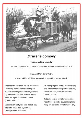 Plakát - Přednáška Ztracené domovy